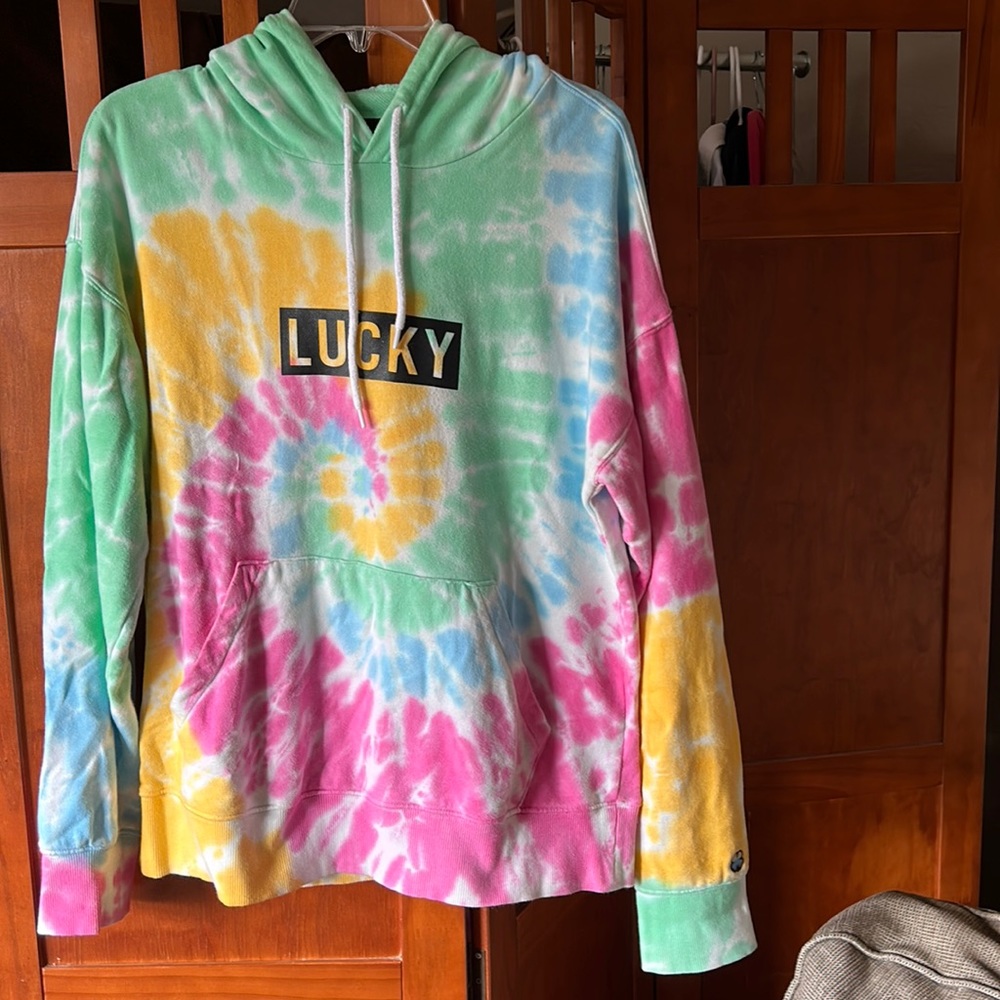 Lucky All Cotton Tie Dye Pullover Hoodie Sweatshirt